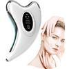 GDWD EMS Gua Sha - Massaggiatore elettrico per il viso con calore e vibrazione e luce LED blu/giallo/rosso, 4 modalità, 9 livelli di intensità, massaggiatore per viso, collo, anti-rughe,