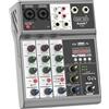 Mixer Audio 4 Canali, Mixing Sound Board Con USB Bluetooth Écho Ritardo Effetto,