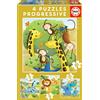 Educa - Puzzle Progressivo Animali Selvatici | 4in1 Progressivo 12/16/20/25 pezzi | Animali, Bambini | dai 3 anni (17147)