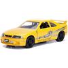 Jada Fast & Furious Modellino Auto Nissan Skyline GT-R BCNR33 di Leon Gialla 13cm Scala 1/32 DieCast Collector's Series Toys