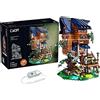 CaDA Four Seasons Story Tree House Set di Costruzioni, 1155 Pezzi, Casa sull'Albero con Tetto Blu, Dettagli Naturali e Accessori