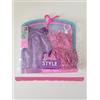 Barbie Style Fashion Pack, 2 abiti floreali rosa e viola con accessori per bambola Barbie