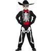 Fiestas Guirca Costume Scheletro Mariachi Messicano per Bambino di 10-12 Anni