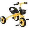 AIYAPLAY Triciclo per Bambini da 2-5 Anni con Seduta Regolabile, Bicicletta per Bambini con Cestino e Campanello, 70.5x53x58 cm, Giallo