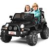 COSTWAY Auto Macchina Elettrica per Bambini 12V, Veicolo Elettrico a Batteria a 2 Posti, con Telecomando 2,4 G, Porta USB e AUX, per Bambini 3+ Anni (Nero)