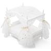 Odoria Casa delle Bambole Letto Miniatura: 1/12 Scala Letto Principesse con Baldacchino per Statuine 15cm - Mini Mobile Legno di Lusso Bianco
