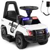 GYMAX Macchina della Polizia Alimentata a Batteria 6V con Megafono Sirene e Luci, Cavalcabile con Musica per Bambini e Bambine 18-60 Mesi (Bianco)