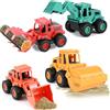 Drufoful Set di 4 giocattoli da costruzione, Macchinine Giocattolo, giocattolo per auto, giocattolo da cantiere, mini escavatore, auto giocattolo per bambini, ragazzi e ragazze dai 3 anni in su