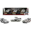 Jada TOYS DMC De Lorean Time Machine 3-Pack - Back to The Futur, 1/32