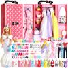 UCanaan - 180 pezzi di vestiti e accessori per bambole, abiti da principessa, vestiti, top, pantaloni, scarpe, appendiabiti, guardaroba per bambole alla moda, per ragazze di 3 anni in su. Gli