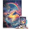 AITEXI puzzle 1000 pezzi per adulti Delfini che saltano al tramonto arcobaleno Sfida difficile Ogni pezzo è unico - Gioco divertente e stimolante per tutta la famiglia 75x50cm