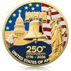Ivaska Moneta da 4,5 cm per 250° anniversario per monete d'oro della serie Bandiera americana e Liberty Bell Design
