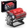 Mould King 10155 V8 - Kit di blocco a benzina a otto cilindri in linea, con blocco di bloccaggio tecnologico, include motore e vano batteria, modello di motore V8 (552 parti +)