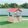 casa.pro Casetta Gioco per Bambini in Legno di Abete con Mezza Porta Finestre con Scuri Casetta Giocattolo Senza Fondo per Esterno Giardino per Bimbi 130x115x101 cm