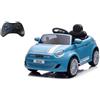 Mazzeo Giocattoli Auto elettrica Nuova Fiat 500 blu per bambini, telecomando per genitore, porta usb, età 3+
