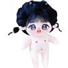 niannyyhouse Bambola di peluche da 20 cm, capelli neri, corpo umanoide imbottito, senza attributo, corpo normale, indossabile, idea regalo (8 con scheletro)