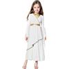 CHICTRY Costume Dea Greca per Bambina Tunica Età Antica Vestito Romana a Manica Lunga Maxiabito Toga da Dea Atena Greca Cosplay Di Halloween Carnevale Bianco 15-16 anni