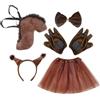 Tuxuseo Orecchie da Scoiattolo | per Cosplay di Halloween con Coda | Costume Animale In Peluche Con Cravatta A Farfalla E Fascia | Per Natale Pasqua Teatro Scuola Spettacoli Compleanno Bambini