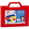 Aurora Store Valigetta con Blocchi Logici in Plastica 48 Pezzi Gioco Didattico Logico per scuole elementari primaria, Multicolore Forme Geometriche Marchio CE