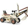 GYMAX Escavatore Elettrico per Bambini, Ruspa Cavalcabile con pedali, pala flessibile e Spazio di Archiviazione Nascosto, per Bambini dai 3 Anni (Grigio 2)