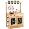 RELAX4LIFE Cucina Giocattolo per Bambini, Cucina da Esterno in Legno con Fornelli, Lavandino, Lavagna, Gessetti e Gomma, Cucina Giocattolo Interattiva per Bambini 3+ Anni (Cucina)