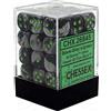 Chessex Dice: CHX26845 D6 12mm Gemini Black-Grey/Green (36)