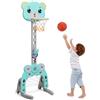 HOMASIS 3 in 1 Cestino Basket Bambino Interno, Giochi Esterno Bambino con Gioco Dell'Anello, Pallacanestro e Calcio, Set da Basket Portatile e Regolabile con Punteggio per 2-5 Anni (Ciano)