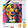 Figured'Art Mini Diamond Painting Art 5D kit completo 25x25cm Tela già Incorniciata Interamente da Ricoprire di Diamonds Rotondi - Leone Pop Art - Pittura Diamante - Attività Creativa per Adulti