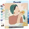 Figured'Art Mini Dipingere con i Numeri 20x20cm con Telaio - Paint by Numbers Donna con turbante verde, Passatempo per Adulti, Kit Completo, Hobby Creativi - Quadri fai da te Tela Già Incorniciata