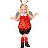 CARTOON Costume Carnevale Coccinella Bambina Vestito Travestimento con Maglia a Pois Pantaloncini Ali Antenne e Scaldamuscoli Outfit Insetto per Feste Recite e Party a Tema