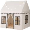 COSTWAY Tenda da Gioco per Bambini con Luci a Stella, Tappetino in Velluto Lavabile e Antiscivolo, Finestre e Tende a Rete, Ideale per Interni ed Esterni per Bambini 3 Anni + (Beige)