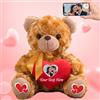 MeterBear Orsacchiotto di peluche personalizzato con foto e testo su cuore, Teddy Bear Orsetto di peluche con cuore come regalo di Mi dispiace per lei e lui per San Valentino, Anniversario (20cm)