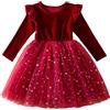 Generico Vestito Principessa Bambina di Natalizio Costume Natale Bambini Abito Natalizio Bambina Vestiti per Natale Ragazza Abiti da Principessa di Tulleo Cintura con Fiocco per (Z-01Red, 2-3 Years)