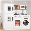 MAMIZO Cucina Giocattolo per Bambini, con Effetti Simulati di Luce e Suono, Cucina Bambini Legno con Accessori da Cucina da Gioco e Lavatrice, 82x80x25 cm, A Partire dai 3 Anni, Bianco