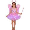 Generico Costume Farfalla Bambina - Costume Fatina 4Pcs Fata Ragazza Vestito Principessa Farfalla Butterfly Wings con Ali Bacchetta Tutù Cintura per i Capelli per Ragazze Bambina Feste a Tema Carnevale