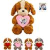 DRAJOIN Cane Di Peluche Personalizzato Con Cuore, Peluche Cane Custom Con Testo E Immagine Per Compleanno E San Valentino, 20cm