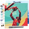 Figured'Art Mini Dipingere con i Numeri 20x20cm con Telaio - Paint by Numbers Poster Sportivo Basket Passatempo per Adulti, Kit Completo, Hobby Creativi - Quadri fai da te Tela Già Incorniciata
