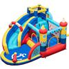 LIFEZEAL Castello Gonfiabile per 4 Bambini 3-12 Anni, Parco Aquatico, con Rete Protettiva, Giochi, Scivolo, Trampolino, Piscina, Cannone dell'Acqua, Interno, Esterno, Tema di Navigazione