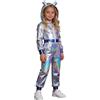 Generico Costume Astronauta Bambino Costume Alieno Bambina Costum Carneval Bambini con Cerchietto Costumes da Alieno Lucido Tuta Spaziale Vestito Compleanno Danza Spazio Cosplay Festa di (White, 2-3 Years)