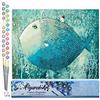 Figured'Art Dipingere con i Numeri - Paint by Numbers Pesce Artistico, Passatempo per Adulti, Kit Completo, Hobby Creativi - Quadri fai da te 40x50cm senza cornice