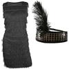 I LOVE FANCY DRESS LTD Vestito da Ragazza con Flapper Anni '20 in Nero - Vestito con Frange Frontali con Fascia Abbinata (10-12 Anni)