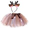 Generic 2 Pezzi Costumi da Natale da Renna per Bambina Cerchietto con Corna Bambini tutù Color caffè Costumi da Elfo di Natale per natales Carnevale e Role-Playing (3-Brown, 2-3 Years)