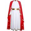 Aislor Costume Dea Greca Bambina Toga Romana con Mantello Vestito Tunica Età Antica con Cape Abito da Principessa Costume Feste in Maschera Carnevale Rosso 15-16 anni