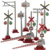 Healvian Set 8 Pezzi Segnali Stradali Ferroviari Miniatura Semafori e Pali per Modellini di Treni Decorazione Tavolo di Sabbia per Scenari Stazione Ferroviaria e Artigianato Fai da Te