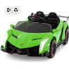 RELAX4LIFE Macchina Elettrica Lamborghini 12V - 2 Posti, 5 Motori 4x4, Telecomando, 3 Velocità, MP3, Luci LED - Regalo per Bambini 3-8 Anni (Verde)