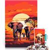 AITEXI Puzzle 1000 pezzi per adolescenti Elefanti Africa Tramonto Giocattoli da gioco per regalo di famiglia Lista dei desideri con Babbo Natale 75x50cm