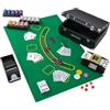HOMASIS Set da Poker, Valigetta Poker Professionale con Mazzi di Carte, 5 Dadi, Bottone del Dealer, Tappetino, Miscelatore e Dealer, Set di Fiches da Gioco per Texas Holdem (Modello 1)