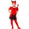 CARTOON Costume da diavoletta per bambini travestimento halloween vestito e copricapo