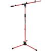 keepdrum Keep Drum ms106 RD Rosso Cavalletto Treppiede Microfono con Asta e metallo di base