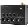 Btuty - Mixer stereo a 4 canali, 4 ingressi, 1 uscita DC, mixer audio per microfono, tastiera, basso, chitarra, per locali, bar, studio, palcoscenico
